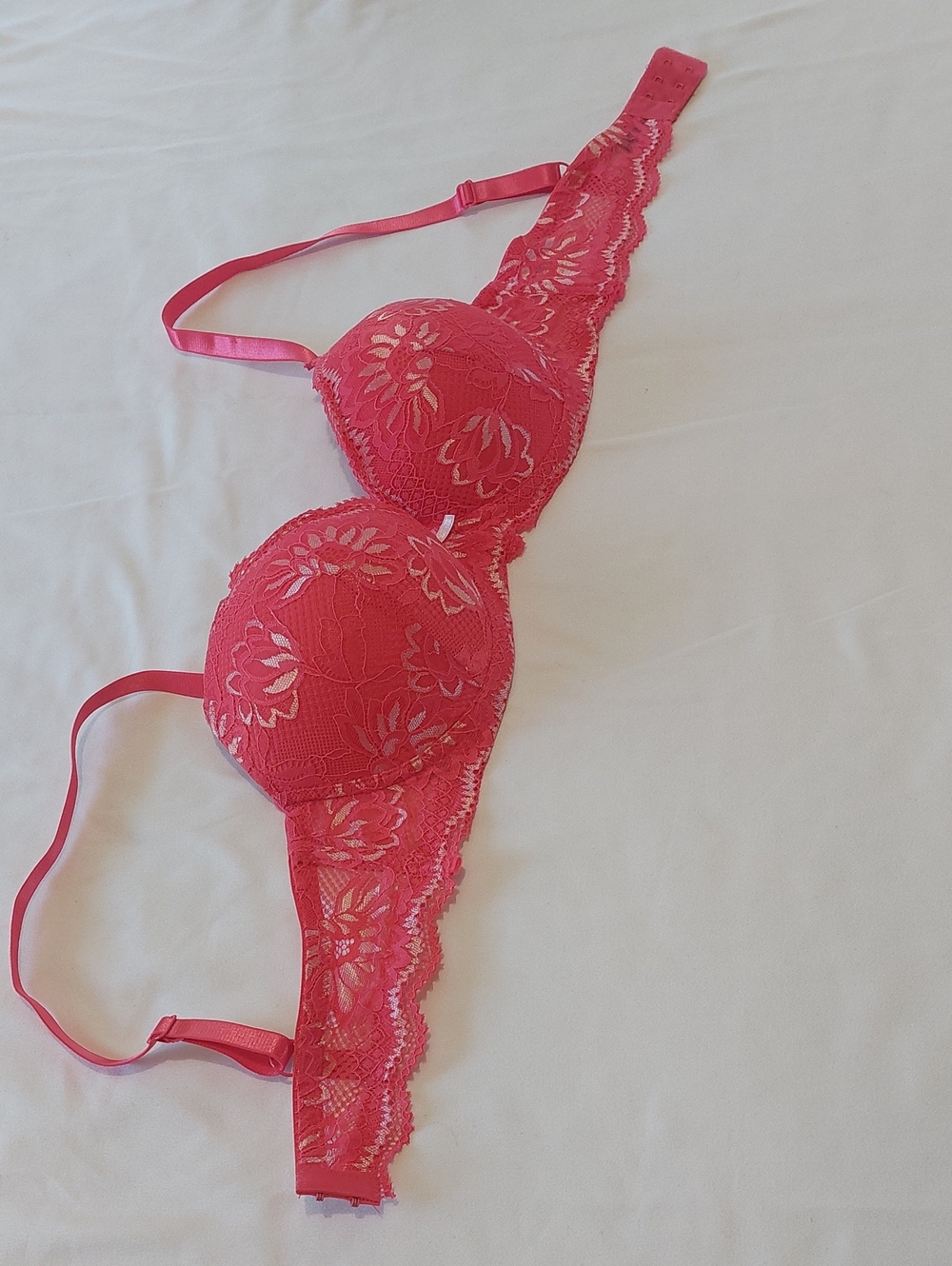 Prima Valentina Lace Push-Up Bra - Pink With Silver Flowers.34B